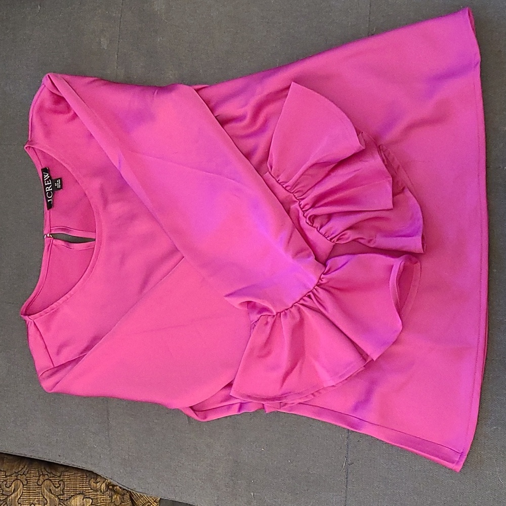 J. Crew Blouse Small Pink Ruffle sleeves